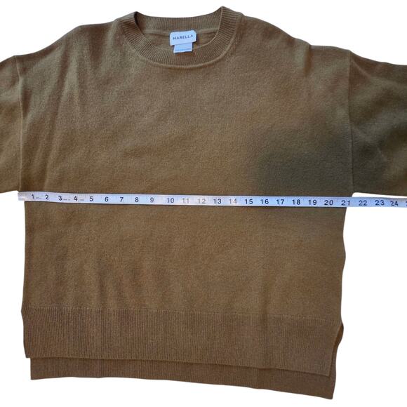 Marella Wool Short Sleeve Sweater Olive Green sz S Crewneck Loose-fit Boxy - Picture 5 of 12